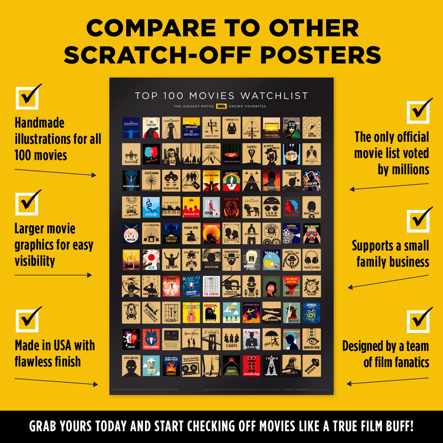 Official IMDb™ Top 100 Movies Scratch-off Poster