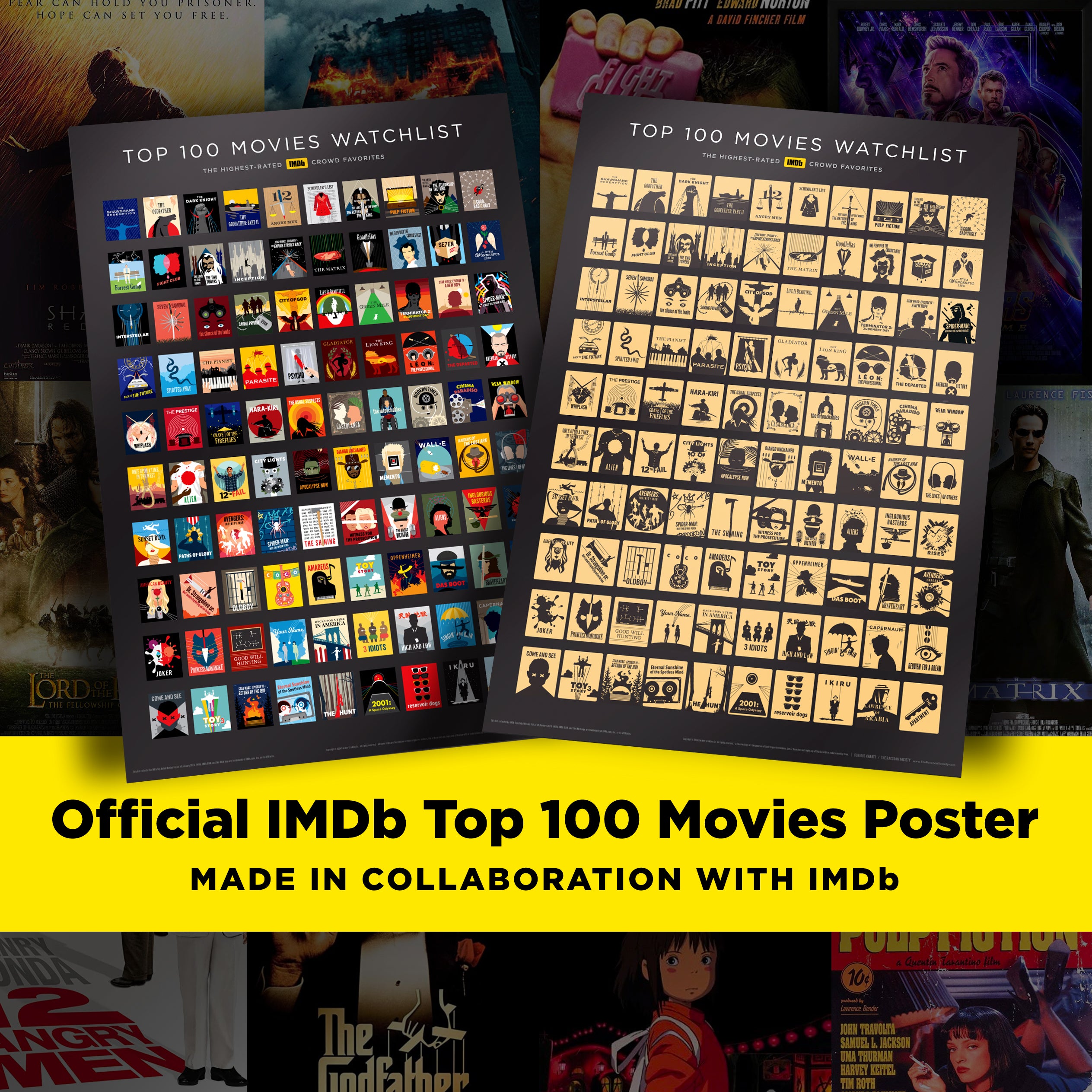 Official IMDb Top 100 Movies Scratch off Poster Curious Charts