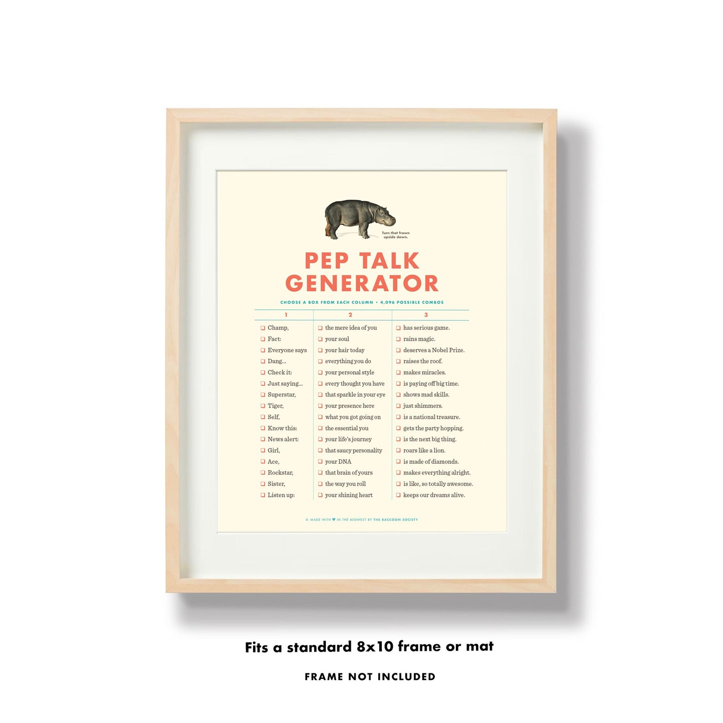 Pep Talk Generator: Art Print – Curious Charts